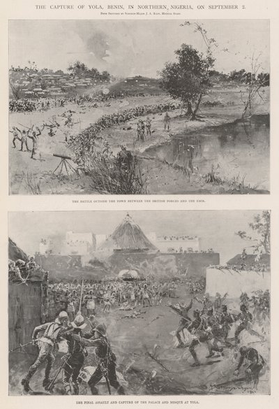 De verovering van Yola, Benin, in Noord-Nigeria, op 2 september door Henry Charles Seppings Wright